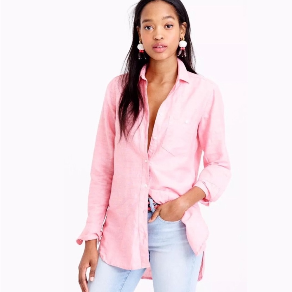 J.Crew linen tunic button down shirt.
